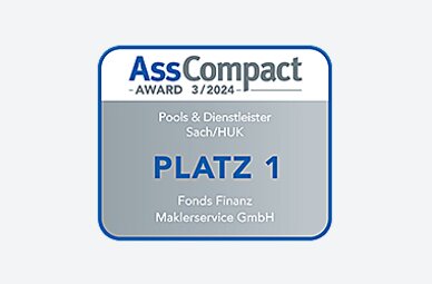 Auszeichnung der Fonds Finanz im Rahmen der AssCompact-Studie 3 / 2024 "Pools & Dienstleister" mit dem ersten Platz in der Kategorie "Sach/HUK"