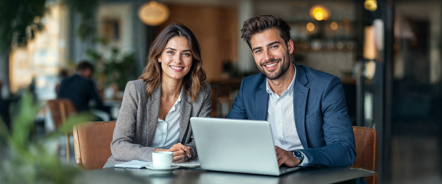Ein freier, unabhängiger Versicherungsmakler, der mit Laptop am Wasser sitzt