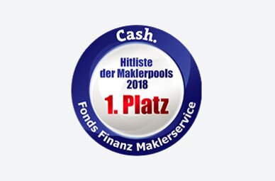 Auszeichnung der Fonds Finanz mit dem ersten Platz im Rahmen der Cash. Hitliste der Maklerpools 2018