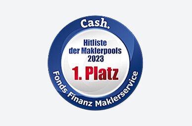 Auszeichnung der Fonds Finanz mit dem ersten Platz im Rahmen der Cash. Hitliste der Maklerpools 2023