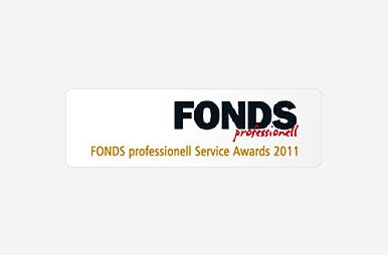 Auszeichnung der Fonds Finanz mit dem Deutschen Fondspreis „Service“ in der Kategorie "Maklerpool" im Rahmen des Service Awards 2011 der FONDS professionell