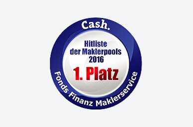 Auszeichnung der Fonds Finanz mit dem ersten Platz im Rahmen der Cash. Hitliste der Maklerpools 2016