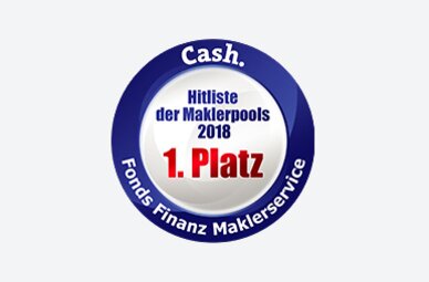 Auszeichnung der Fonds Finanz mit dem ersten Platz im Rahmen der Cash. Hitliste der Maklerpools 2018