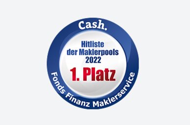 Auszeichnung der Fonds Finanz mit dem ersten Platz im Rahmen der Cash. Hitliste der Maklerpools 2022