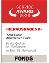 Service Award Auszeichnung für den Fonds Finanz Maklerpool für herausragende Service-Qualität