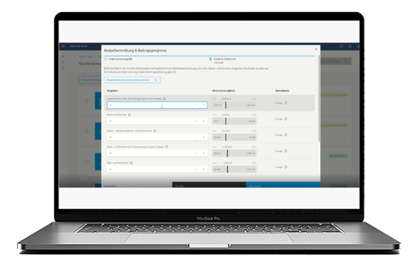 Screenshot von der Online-Plattform Thinksurance, auf der Versicherungsmakler alle Schritte einer Beratung, von der Analyse bis zum Online-Abschluss, durchführen können