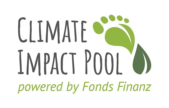 Logo des Climate Impact Pools, der Unternehmen, die bereits CO2-effizient wirtschaften, dabei unterstützt, ihren positiven Effekt auf unser Klima weiter auszubauen