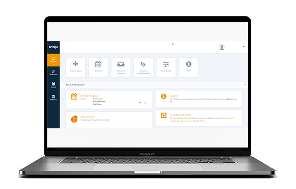 Ansicht der Benutzeroberfläche von bridge, eine der führenden Online-Beratungssoftware, mit der Vermittler die gesamte Kundenberatung online abwickeln können